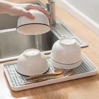 Drain Tray Household Living Room Hollow Out Rectangular Water Cup Plate Kitchen Sink Double Layer Drying Dish Rack Tableware 2