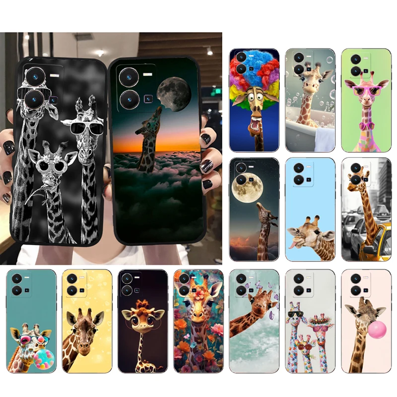 

Cute Animal Giraffe Phone Case For VIVO Y31 Y21 Y77 Y76 Y35 Y55 Y53S Y15S V21 V21E V20SE X50 X60 X70 Pro Plus Funda