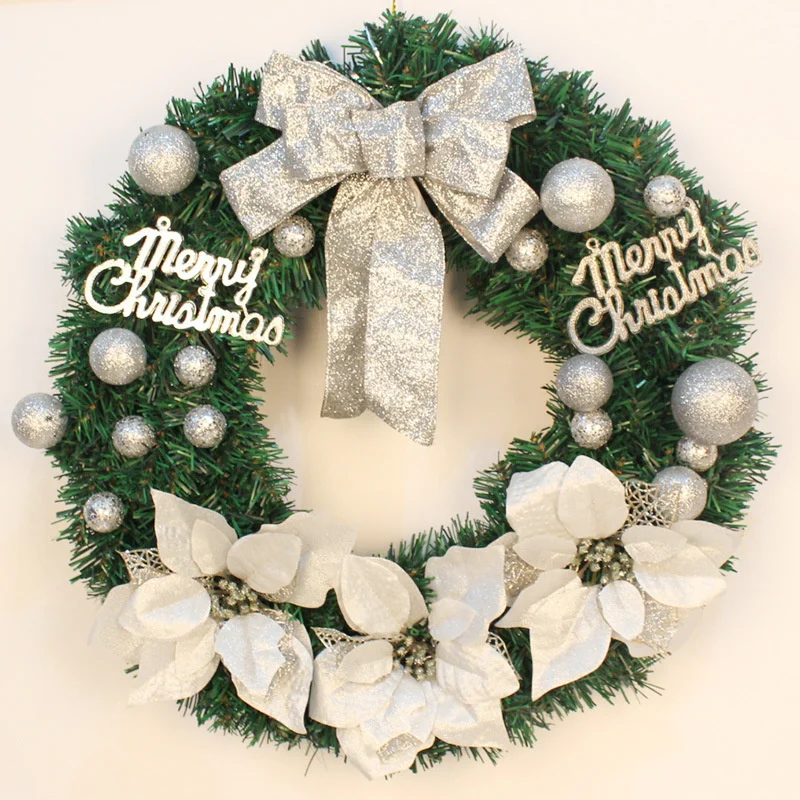 Couronne De Noël,30cm Couronne De Porte Noël,Guirlande De Noël