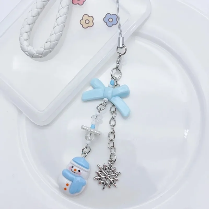 Cartoon Snowman Phone Strap Cute Christmas Cellphone Lanyard for IPhone Case Car Keychain Bags Decoration Christmas Gift