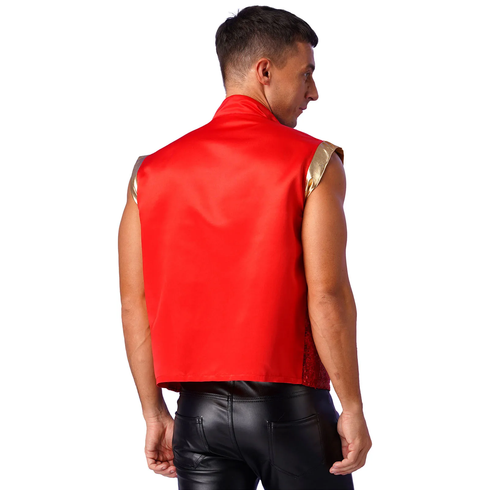 Arabian Prince Cosplay Costume Men's Fairytale Waistcoat Dress Up Costumes Halloween Roleplay Circus Fairytale Glossy Waistcoat