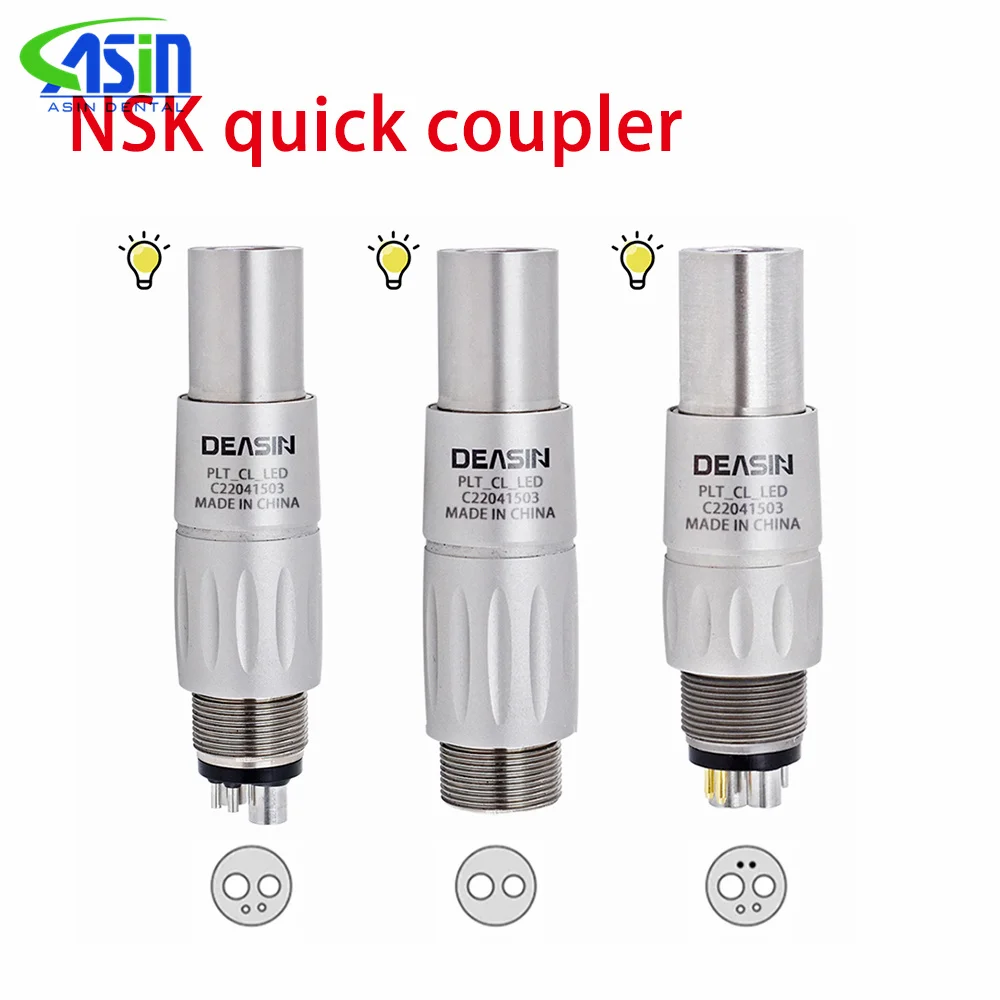 Dental-Schnellkupplung LED-Glasfaseradapter 2/4/6 Löcher Hochgeschwindigkeits-Handstück-Turbinenadapter Kompatibel mit KAVO W&H N