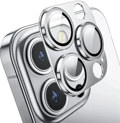 Enhanced Full Cover Metal Camera Lens Protector with Tempered Glass - 12 Mini - 11 (Silver)