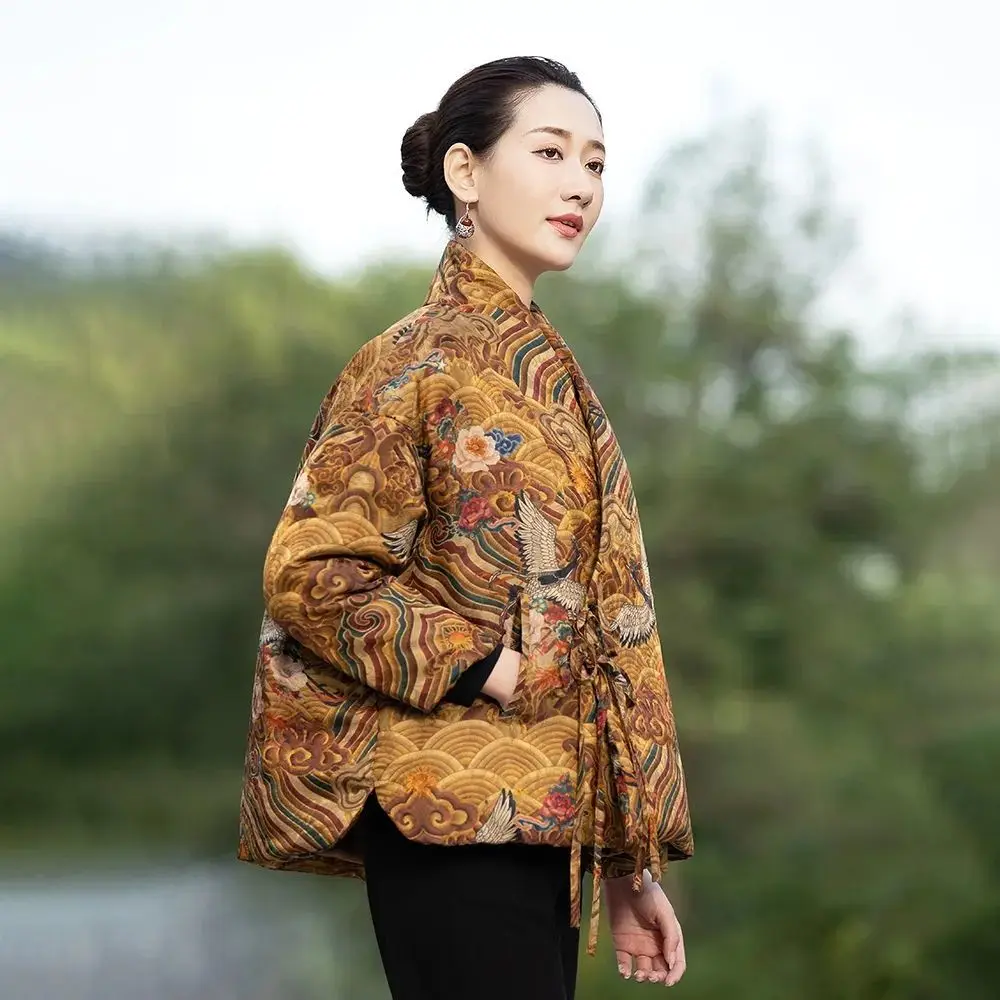 chinese style vintage tangsuit coat autumn winter hanfu top women elegant women chinese vintage padded coat a779