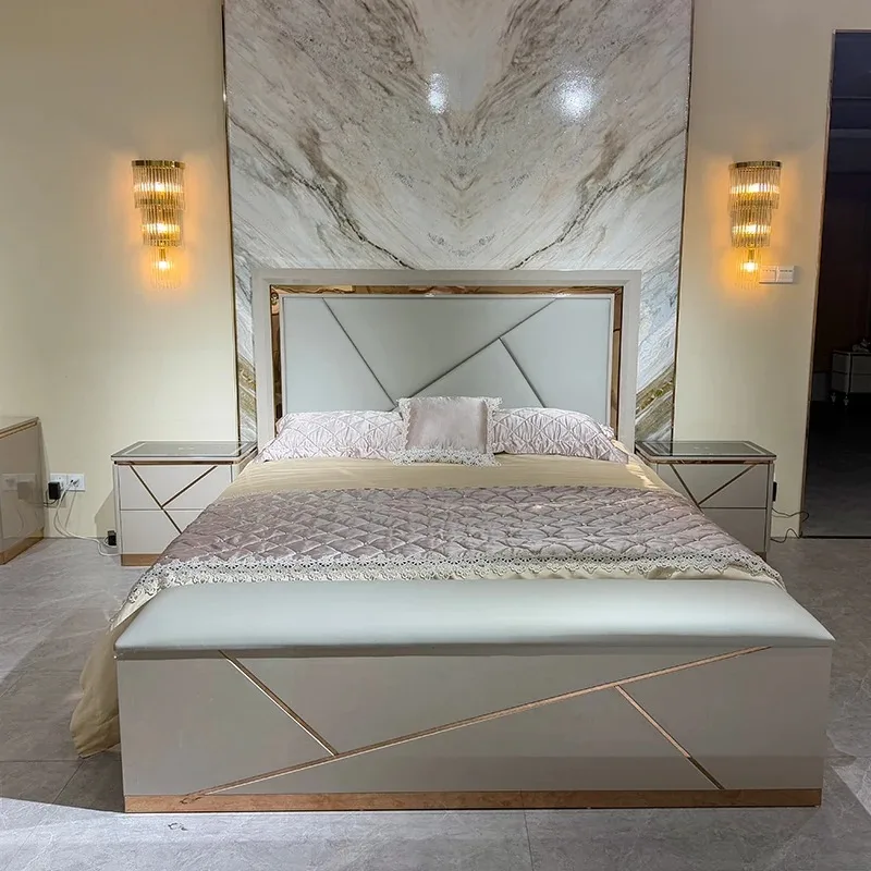 Luxury Wood Leather Bedroom Set 3