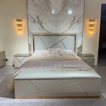 Luxury Wood Leather Bedroom Set 3