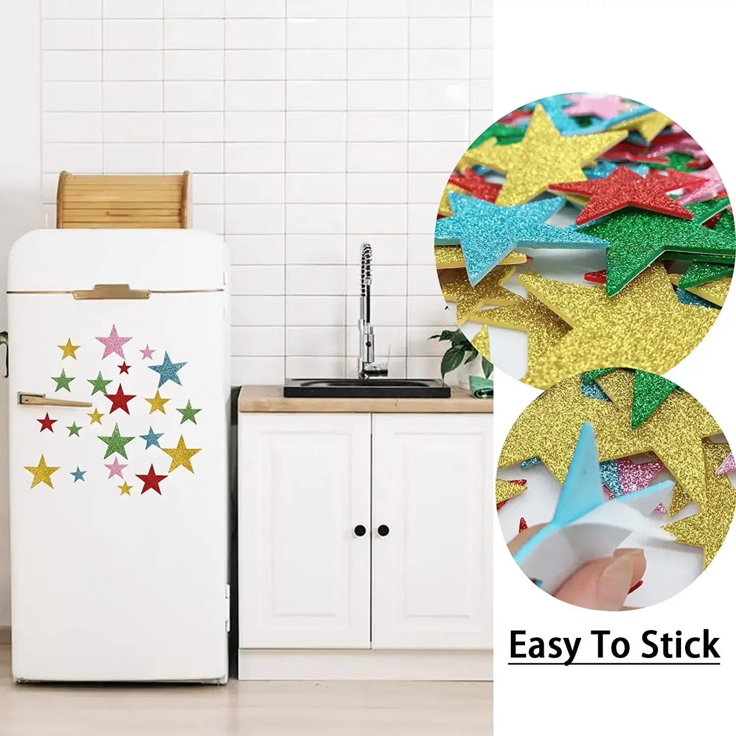 70Pcs Foam Stickers Glitter Star Stickers Glitter Stars Reward Sticker Kids Crafts Scrapbooking Wall Decor Laptop Skateboard