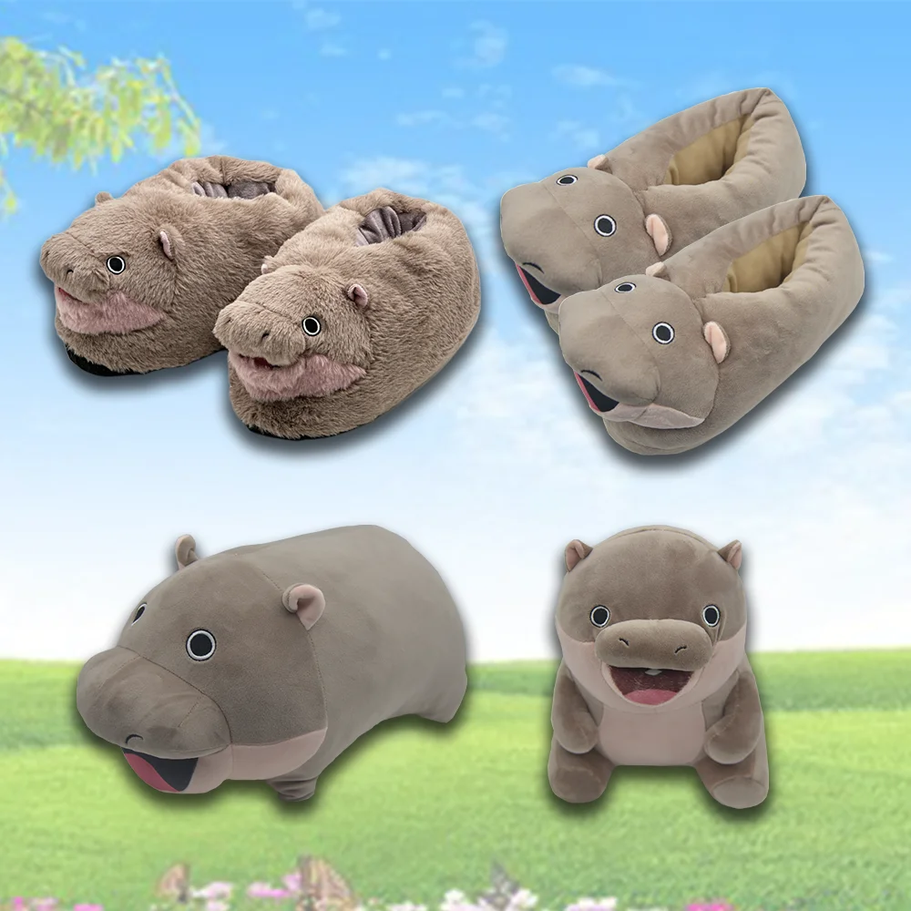TreasuringU Hippos Moo Deng jouets en peluche mignon bébé hippopotame  oreiller en peluche maison de noël pantoufles jouet - AliExpress, image size:1000x1000