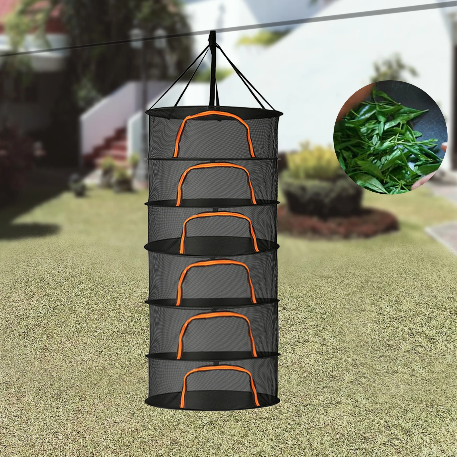 2/4/6/8 Layer Plant Drainer Hanging Mesh Plant Drying Rack Hanging Mesh Drying Net for Food Flowers Meat 5