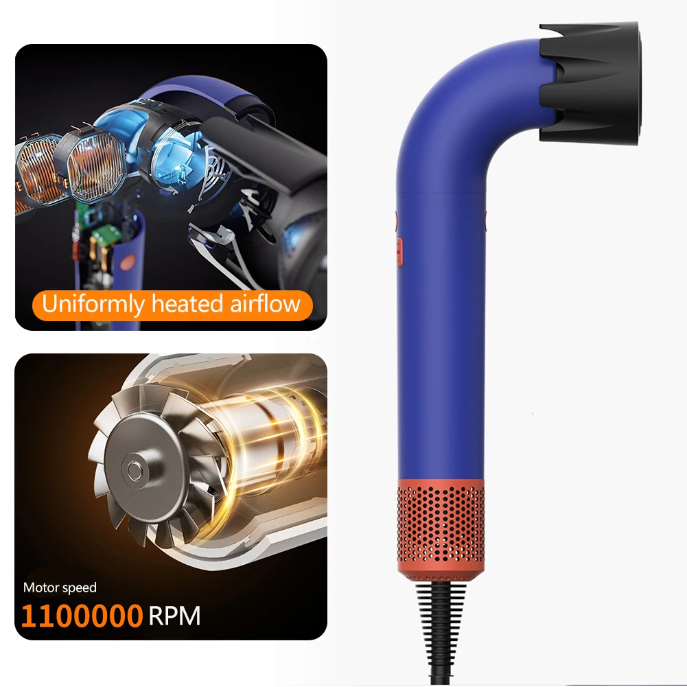 1/4 Nozzles Hair Dryer High Speed Hair Blower Quick Drying Negative Ion Electric Leafless Dryers Personal Care Styling