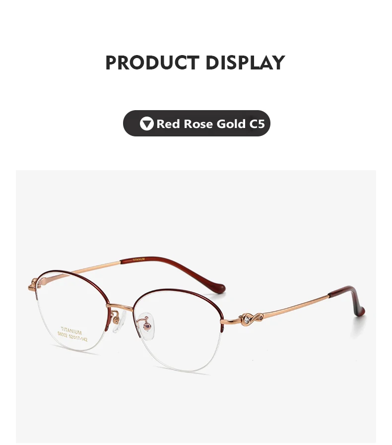Oveliness Women's Semi Rim Oval Titanium Eyeglasses 9