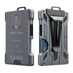 Sleek RFID Minimalist Wallet with Money Clip and Smart Card Holder (Grey)
