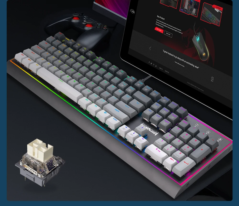 Clavier Mécanique Redragon R9 – RGB, 104 Touches, Hot-Swap, Châssis Aluminium 18