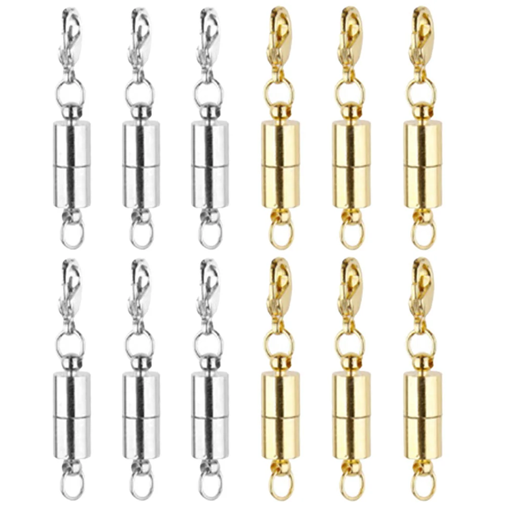 

12 Pcs Accessories Lobster Clasps Magnetic Extender Buckles for Necklace Copper DIY