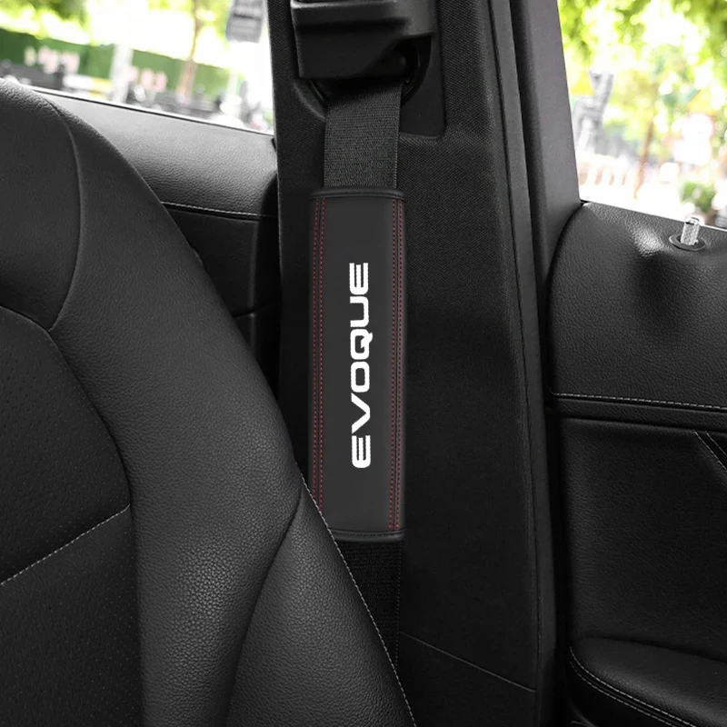 Nappa Leather Safety Belt Shoulder Covers 2Pcs Interior Car Accessories for Range Rover Evoque 2012 -
