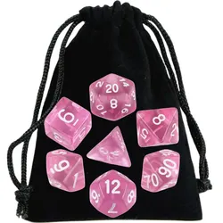 High - Quality Transparent Polyhedral Dice Set in Vibrant Colors for Tabletop and Party Games (Pink)