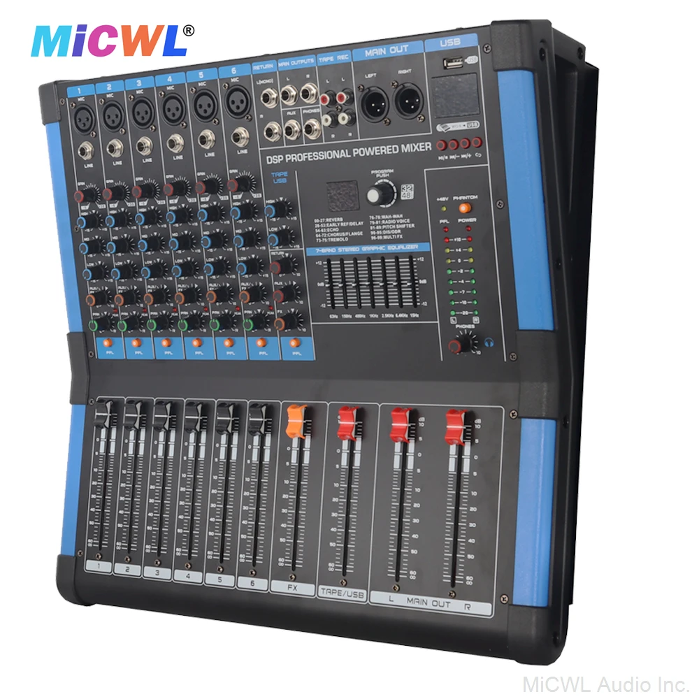 전문가용 6채널 1200W 파워 앰프 오디오 믹서 사운드 믹싱 콘솔 USB 48V 블루투스 모니터 BG600