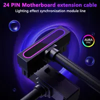 สายต่อขยาย UPSIREN ATX 24 พิน, สายเคเบิล ARGB สำหรับพีซี พร้อม 5V 3 พิน, 18AWG ดีไซน์มุมฉาก 90 องศา หัวต่อแบบตัวผู้-ตัวเมีย 5