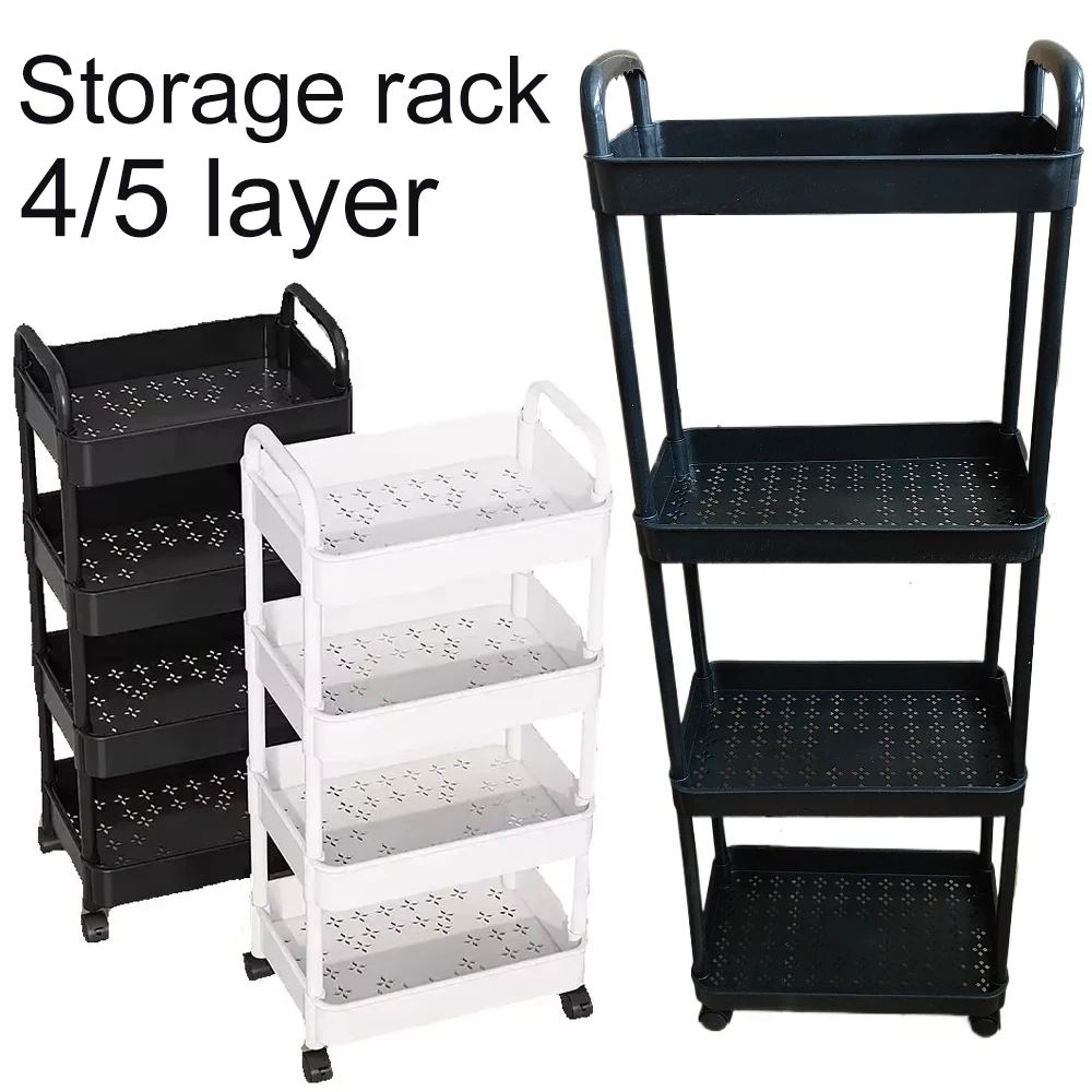 Hot Household Multi-layer Small Cart Storage Rack Floor To Floor Kitchen Bedroom Bathroom Storage Rack Storage Rack With Wheels