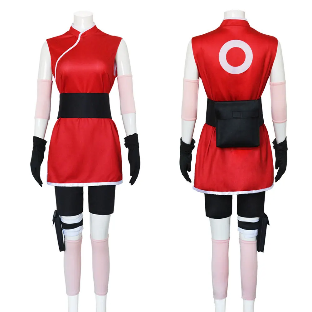 Naruto Sakura Haruno Konoha Ninja Skirt Outfit Cosplay Costume