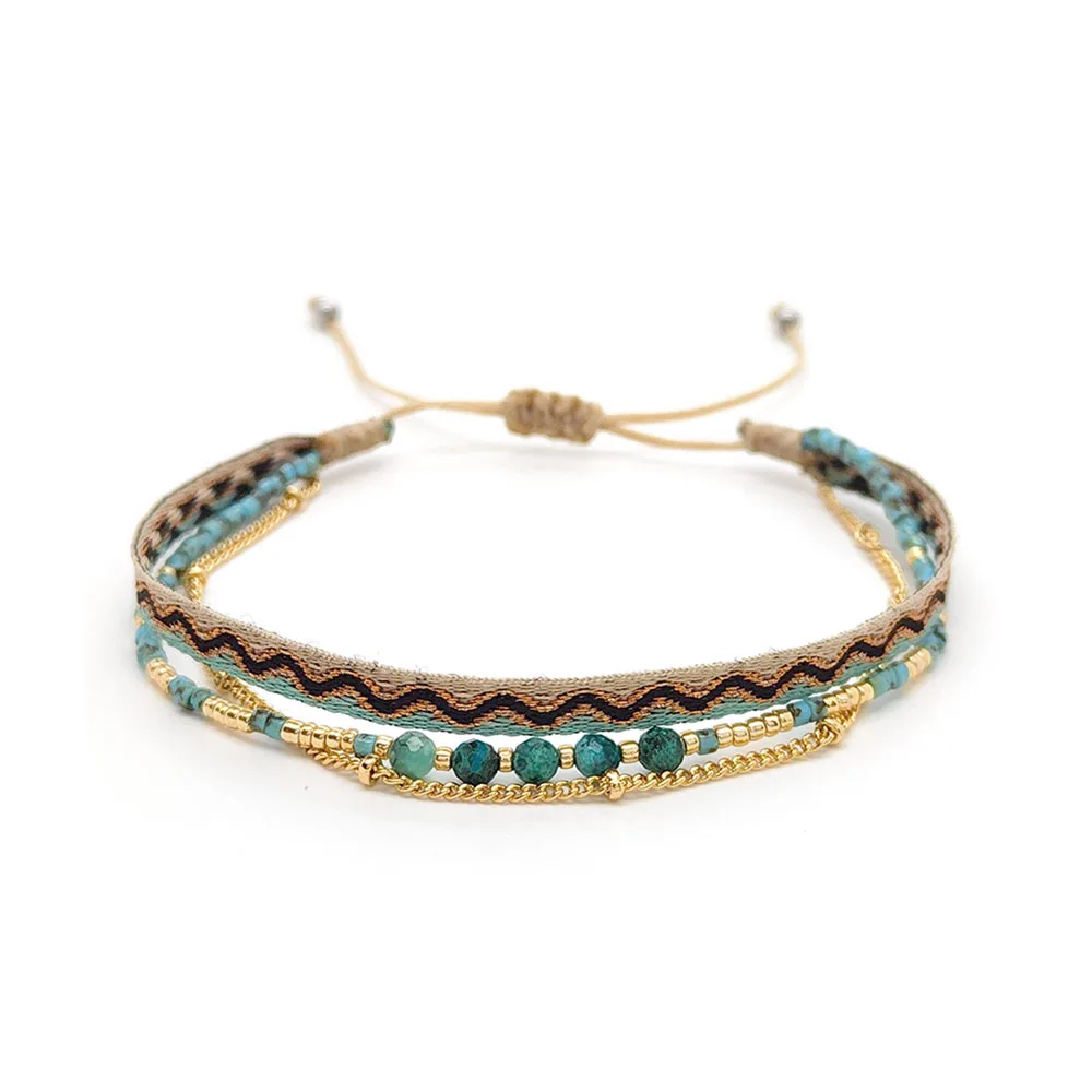 Traditional Purnama weaving Bracelet Artisanal Columbian Bracelet, Mixed color Rope Chain