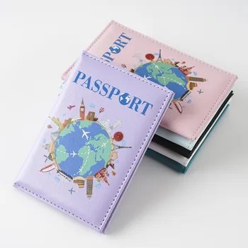 Copertine per passaporto Donna Uomo Stampa di cartoni animati Porta passaporto Clip per biglietti di volo ID Porta carte di credito bancarie Passaporto Organizzatore da viaggio