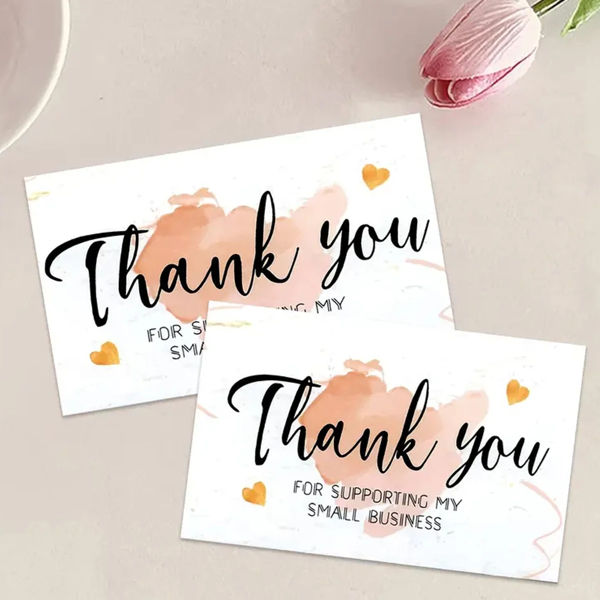 Thank You Cards Small Business 2.1 X 3.5 Inches Thank You Card Support Gifts Card Wedding Christmas Supplies 50pcs
