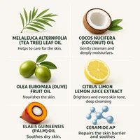 Barre de savon à l'huile d'arbre à thé pour hommes et femmes, nettoyage en profondeur, apaisant pour la peau sèche, soin des odeurs corporelles, exfolie et raffermit la peau, 100g 5