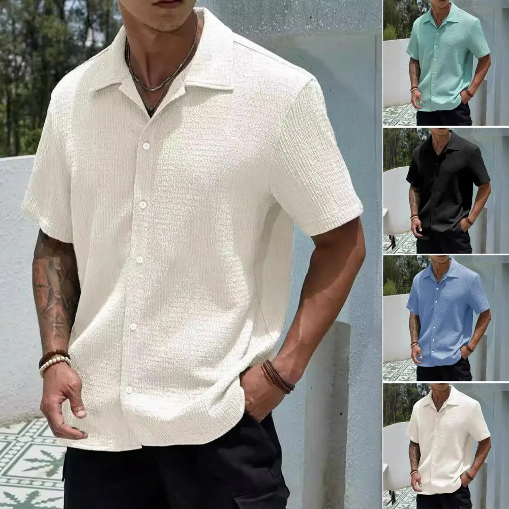 Solid Color Men's Heavy Weight Collard Button Down Shirt