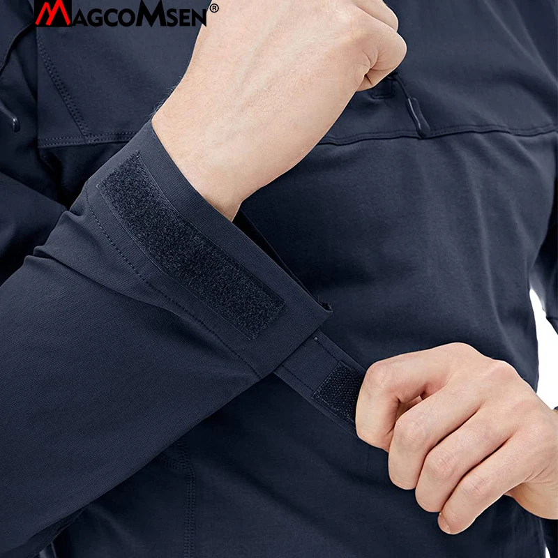 MAGCOMSEN 남성용 사파리 티셔츠 긴 소매 크루넥 작업용 하이킹 낚시 셔츠(1/4 지퍼 전면 포함)
