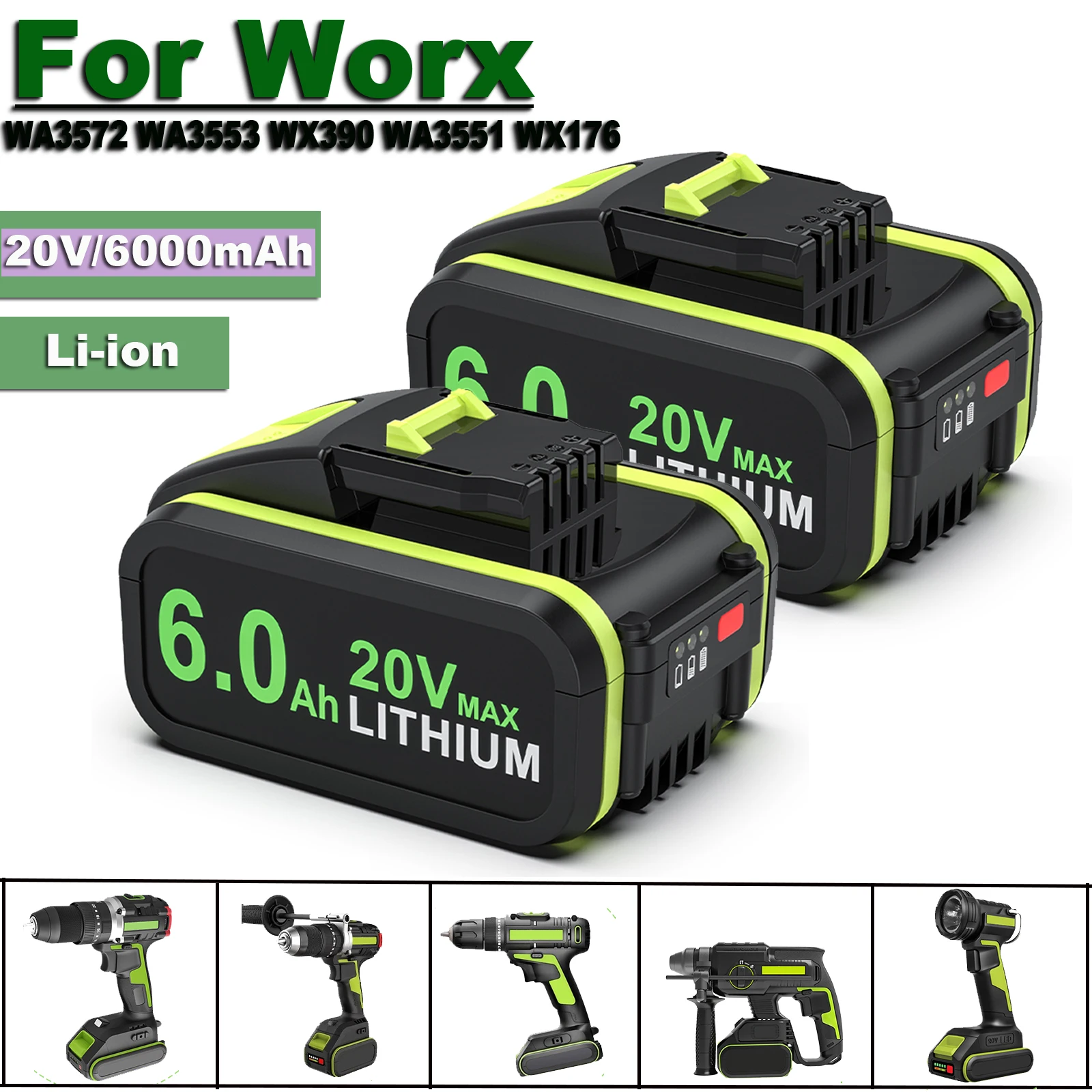 Akku Ladegerät Ladestation 18V Li-Ion für Worx WA3551, WA3551.1, WA3572