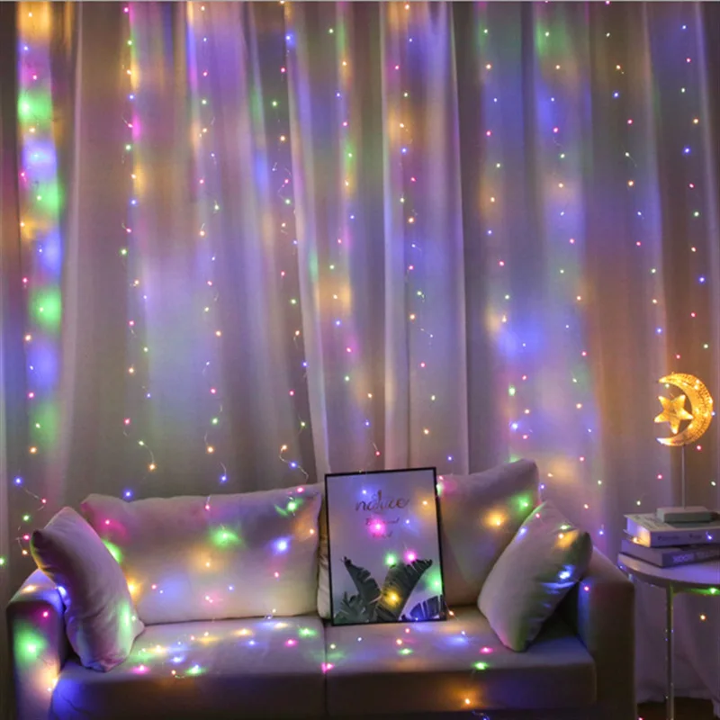 thumbnail image 1 of 3M LED Curtain Garland on the Window USB String Lights Fairy Festoon Remote Control New Year Christmas Decorations for Home Room, 1 of 5