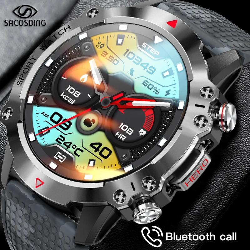 

SACOSDING New Rugged Military Watch Men Fitness Sport Watches Men Waterproof Call watch Men For android ios