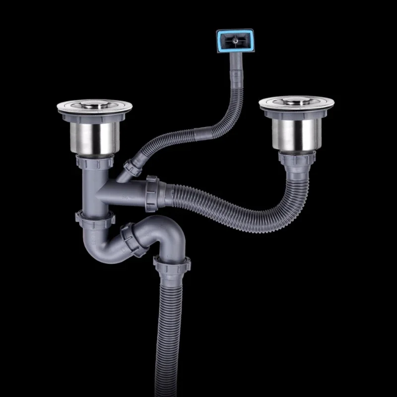 

Stainless steel sink drainer Kitchen Deodorant Double sink downcomer Sewer pipe downcomer parts