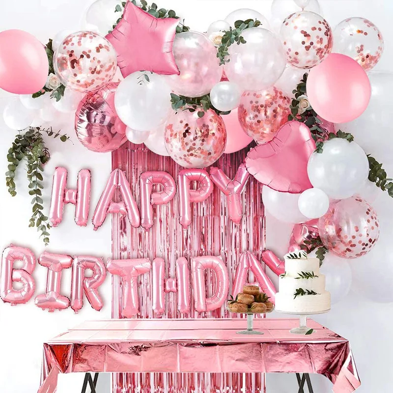 Ballons joyeux anniversaire en feuille d'aluminium pour enfants et adultes,  décorations de fête princesse roses, 1 an, 2 ans, 3 ans, 4 ans, 5 ans, 6 ans,  7 ans, 8 ans, 9