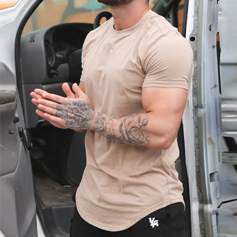 T-shirt sportiva da fitness da uomo Bodybuilding manica corta camicia da allenamento allenamento Sport corsa palestra T-shirt estiva Top Tee Rashgard - immagine 3