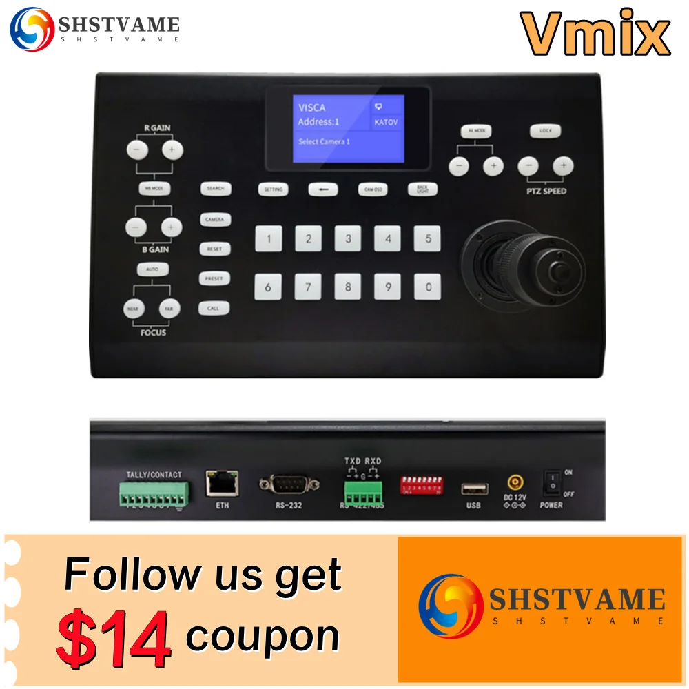 Joystick Controller Keyboard 4D Network Visca VMix Wirecast Control RS232/RS422/RS485 for Video Conference Youtube Live Stream