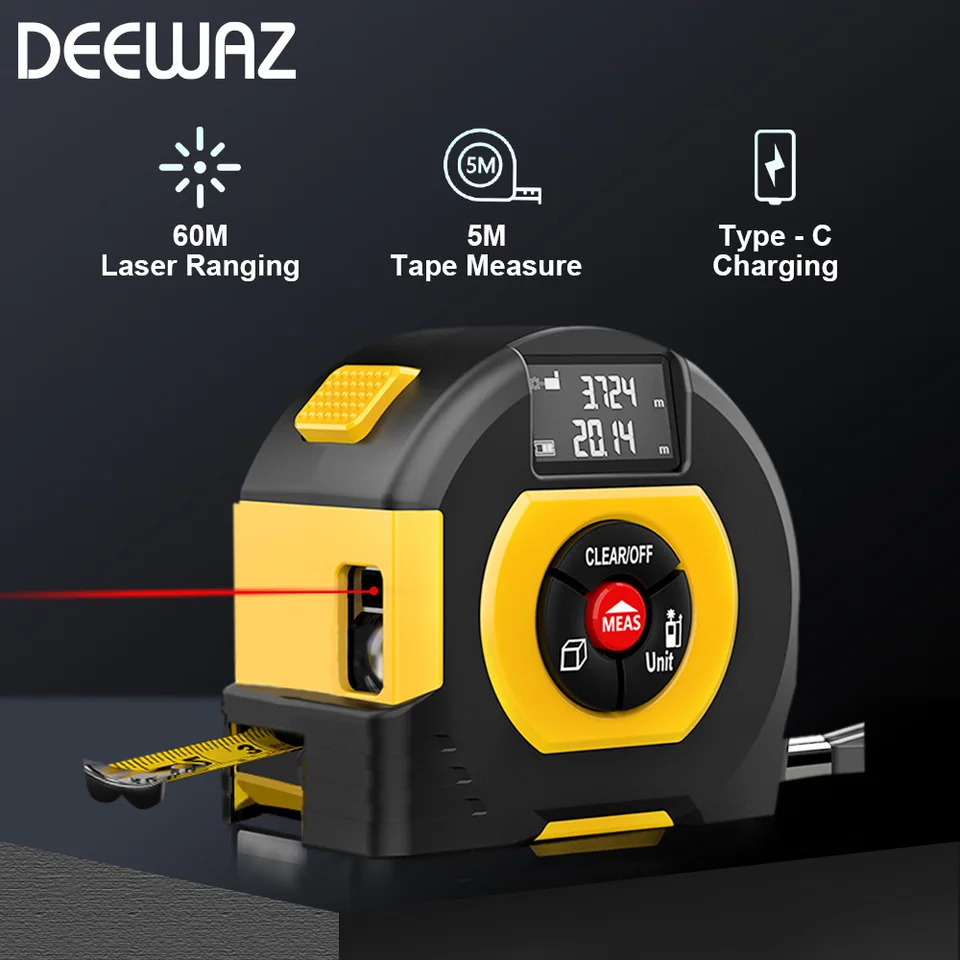 DEEWAZ-Télémètre laser aste, télémètre avec ruban à mesurer de 5m, 60m - AliExpress