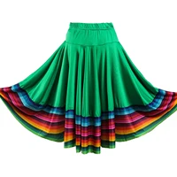 Women Folklorico Dance Skirt Spanish Flamenco Colorful Big Swing Long Skirts Folkloric Mexican Folk Dance Performance Costume - Image 2