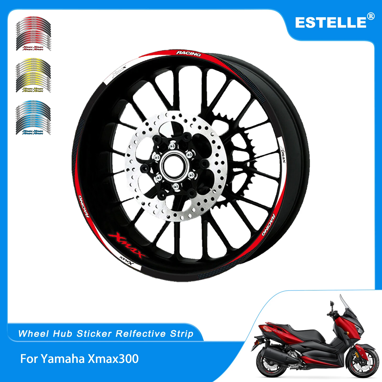 

Лидер продаж, наружная мотоциклетная шина для Yamaha Xmax 300 Fron 15 дюймов, задняя 14 дюймов, наклейка на ступицу колеса, светоотражающая декоративная наклейка на обод мотоцикла
