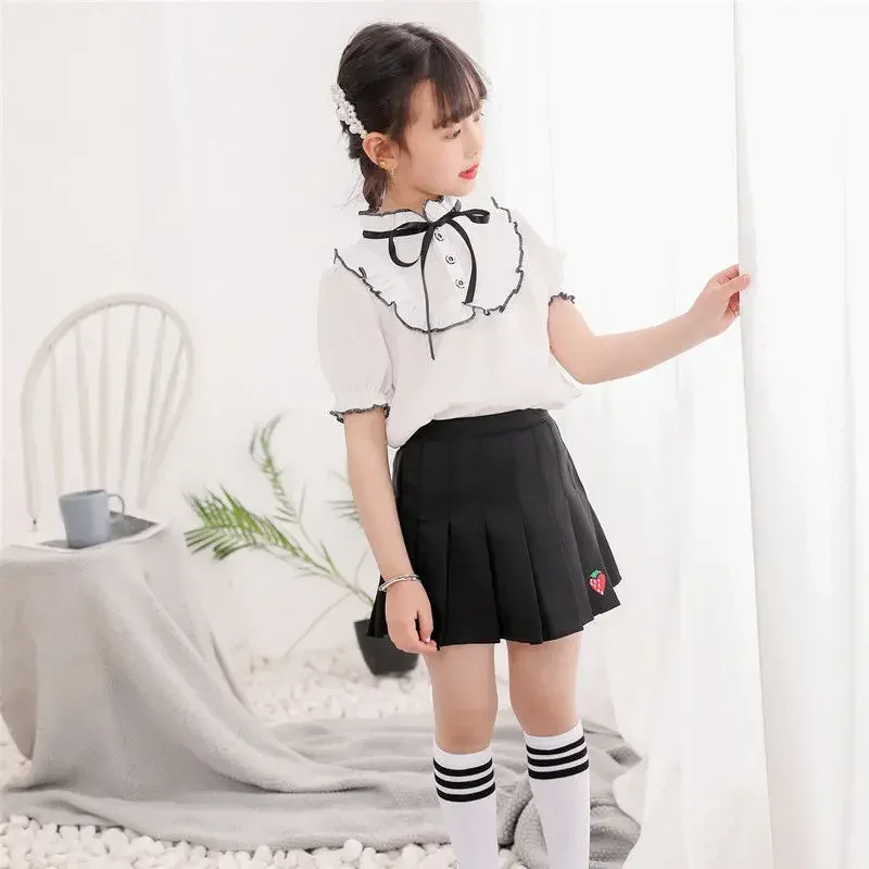 Girl Pleated Skirts School Children Clothing 2 4 6 8 10 12 13 14 Years Baby Girl Skirt with Shorts Pink Student Kids Tutu Skirt