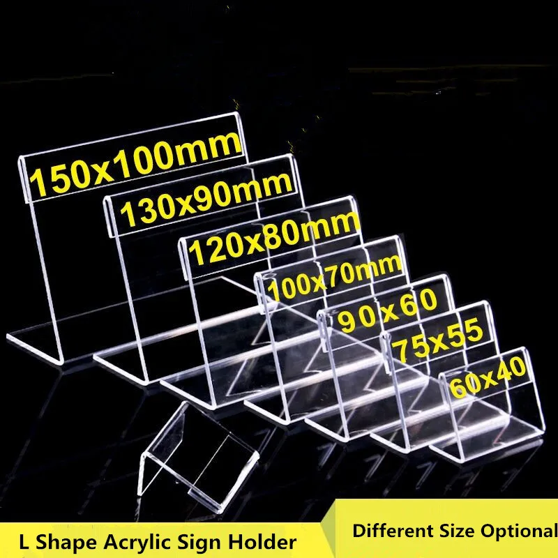 

10 Pieces 10x15cm L Shape Acrylic Table Sign Card Holder Stand Photo Picture Poster Frame Price Label Tag Desk Menu Paper Holder