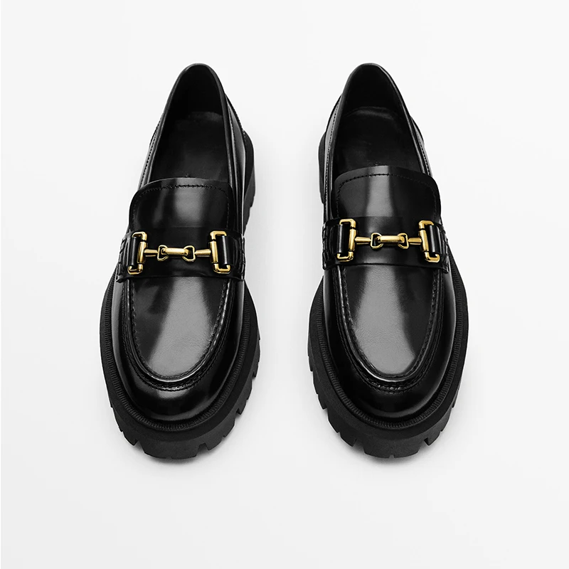 Spring Autumn Fashion Genuine Leather Platform Shoes Animal Print Women Simple All-match Casual Loafers Female