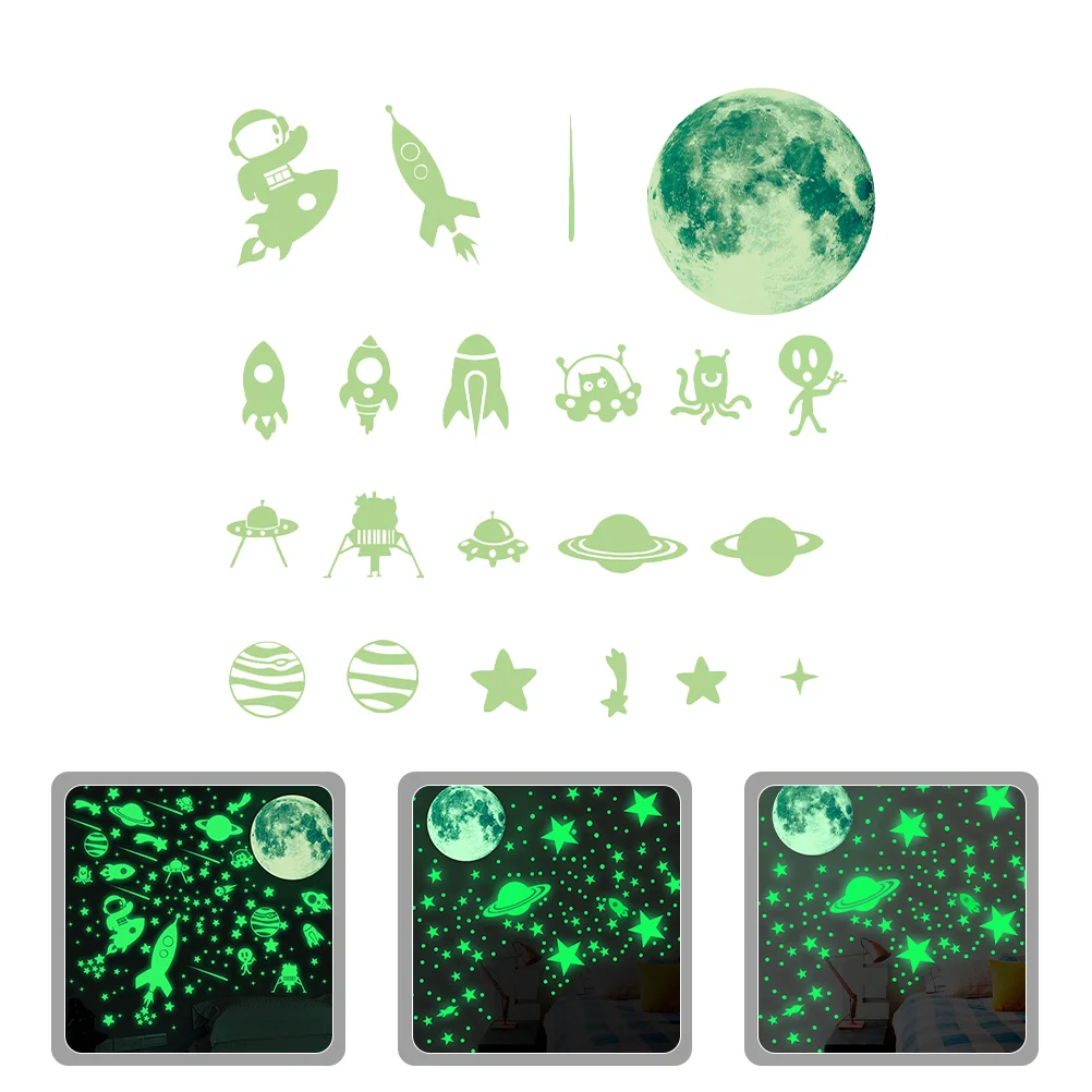 

1 Set Glow in The Dark Stickers Luminous Moon Stars Wall Stickers Space Theme Decals