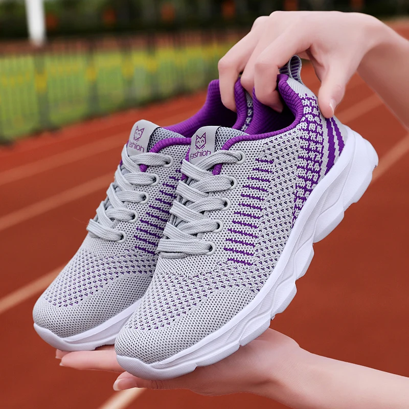 

New Women Casual Shoes Hot Sale Walking Mesh Lace Up Flat Sport Shoes High Quality Breathable Sneakers Tenis Feminino Footwear