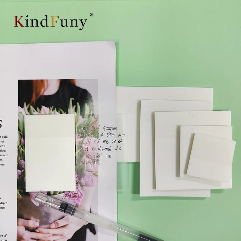 

KindFuny 300 Sheets Creative Transparent PET Sticky Note Pads Notepads for School Stationery Office Supplies