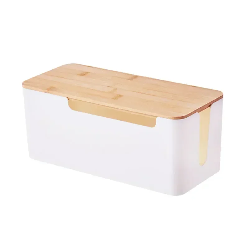 Wooden Cable Management and Storage Organizer Box