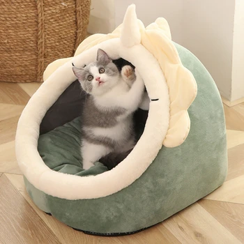 Cat Bed House Kennel Nest Round Pets Sleeping Cave Kitten Beds Pet Basket Cozy Kitten Lounger Cushion Cat House Tent Dog Houses 2