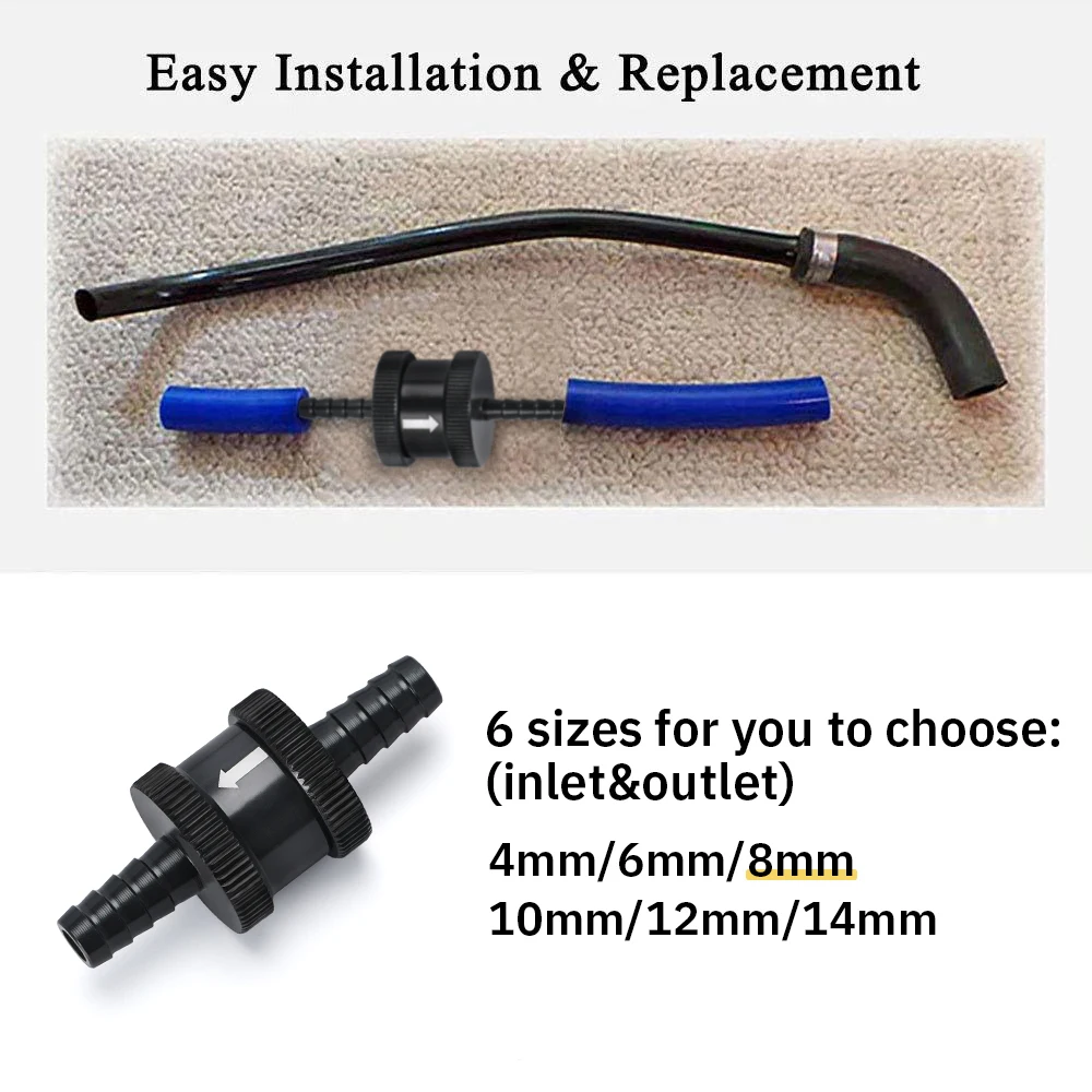 PQY-5/16" 8mm Non Return One Way Fuel Check Valve Aluminium Alloy Petrol Diesel PQY-FCV08