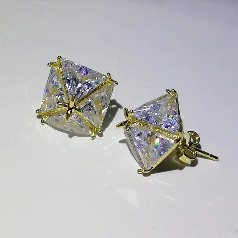 Sterling Silver Moissanite Diamond Earrings Gold Plated – MomentWish Jewelry